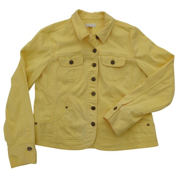 CHARTER CLUB PETITE Sunny Yellow Button Up 4 Pocket Denim Jacket Women's Size PM - Picture 1 of 6
